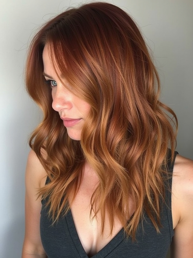 39 Copper Hair Color Ideas: Copper and Caramel Swirl