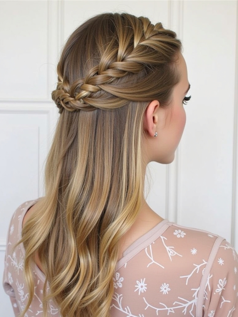 Hairstyles For School: Half-Up French Braid