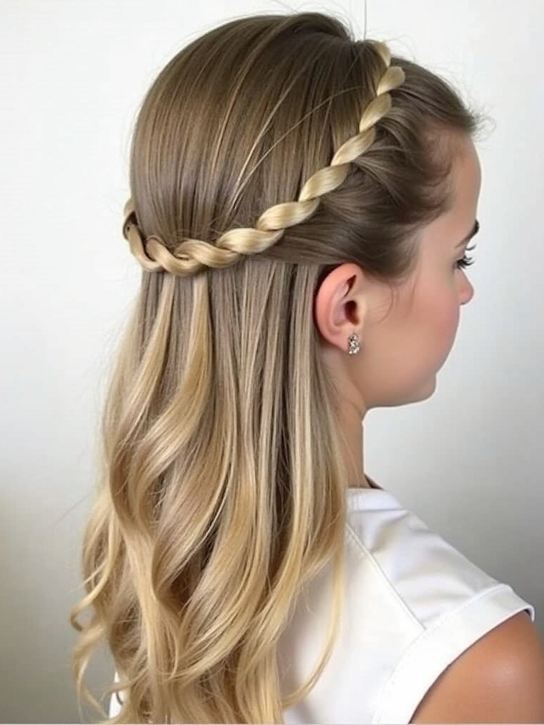 Hairstyles For School: Half-Up Twisted Hairstyle