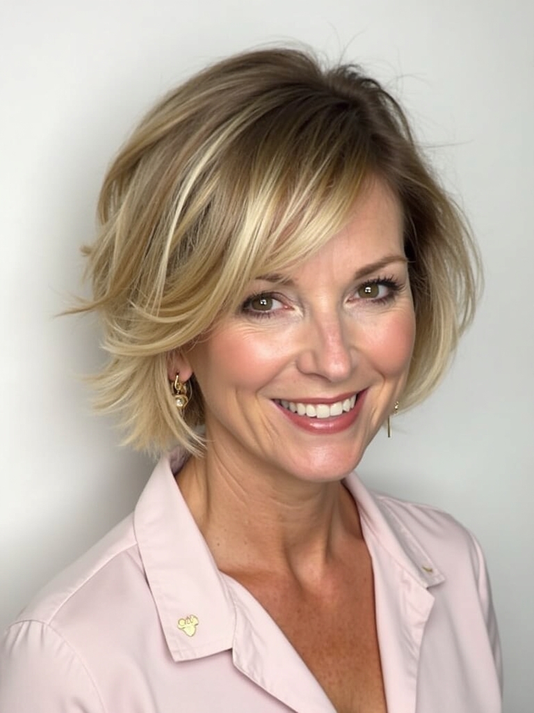 Hairstyles For Thin Hair Fine Over 50: The Short Bob with Side Part
