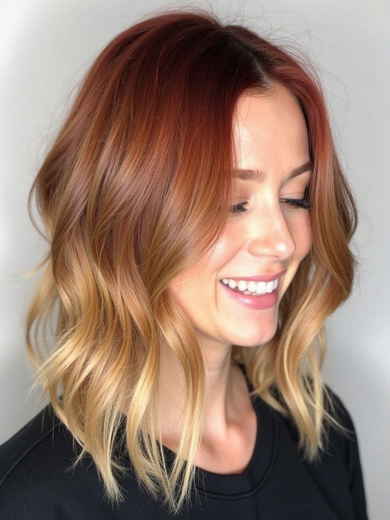39 Copper Hair Color Ideas: Copper Roots with Blonde Lengths