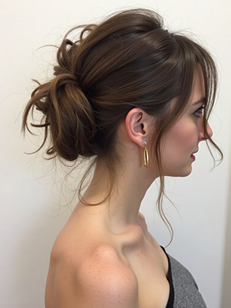 Collarbone Length Hair: Messy Bun