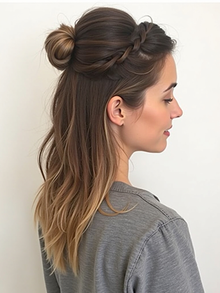 Collarbone Length Hair: Half-Up Top Knot
