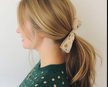 Cute Easy Hairstyle: Low Ponytail with a Bow