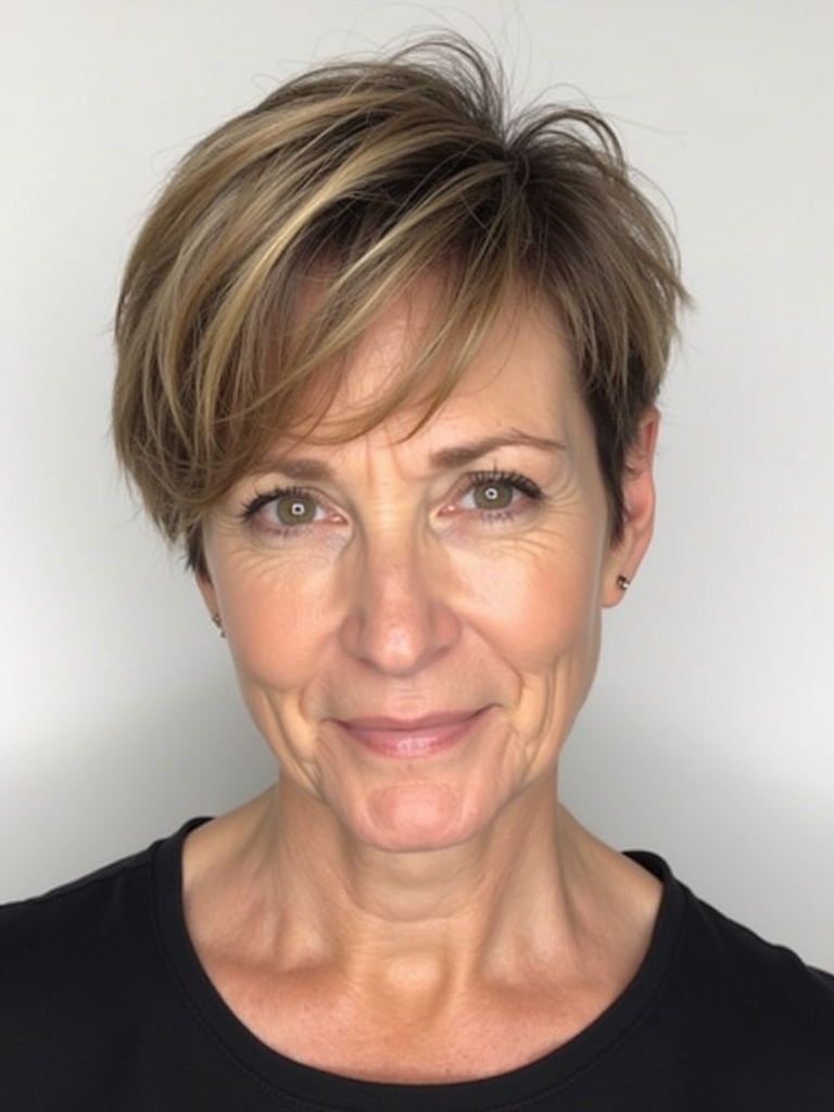 Hairstyles For Thin Hair Fine Over 50: The Pixie with Long Bangs