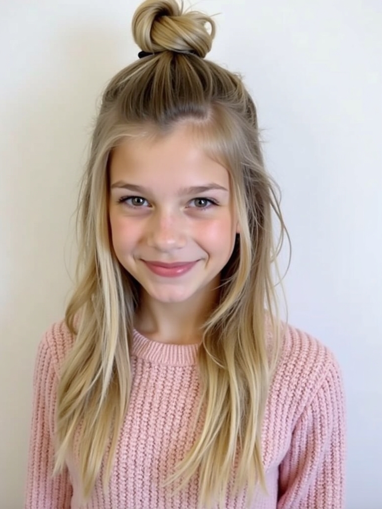 Hairstyles For School: Half-Up Top Knot