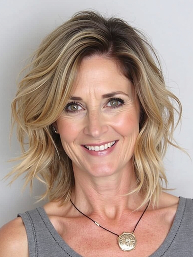 Hairstyles For Thin Hair Fine Over 50: The Tousled Lob