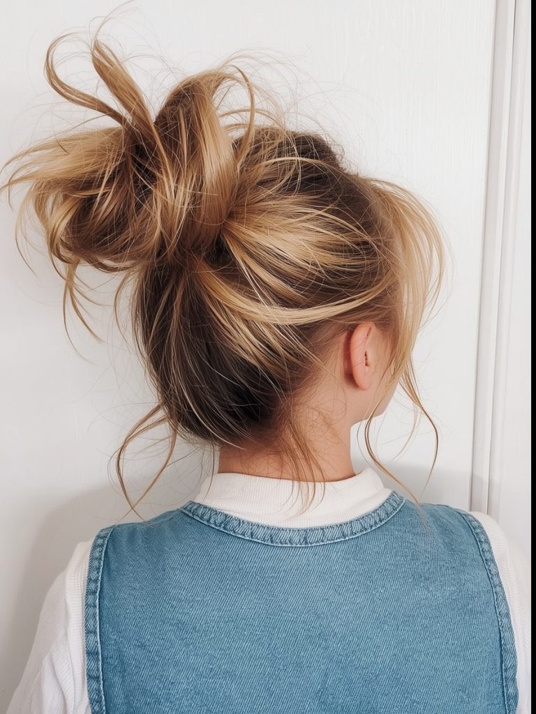 Hairstyles For School: Messy Bun