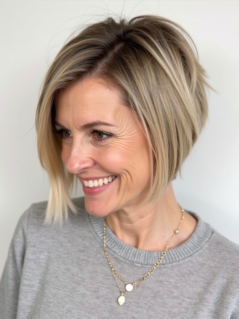 Hairstyles For Thin Hair Fine Over 50: The Stacked Bob