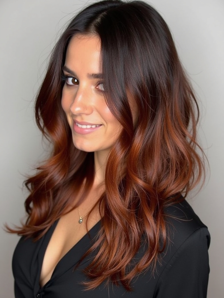 39 Copper Hair Color Ideas: Dark Copper with Chocolate Lowlights