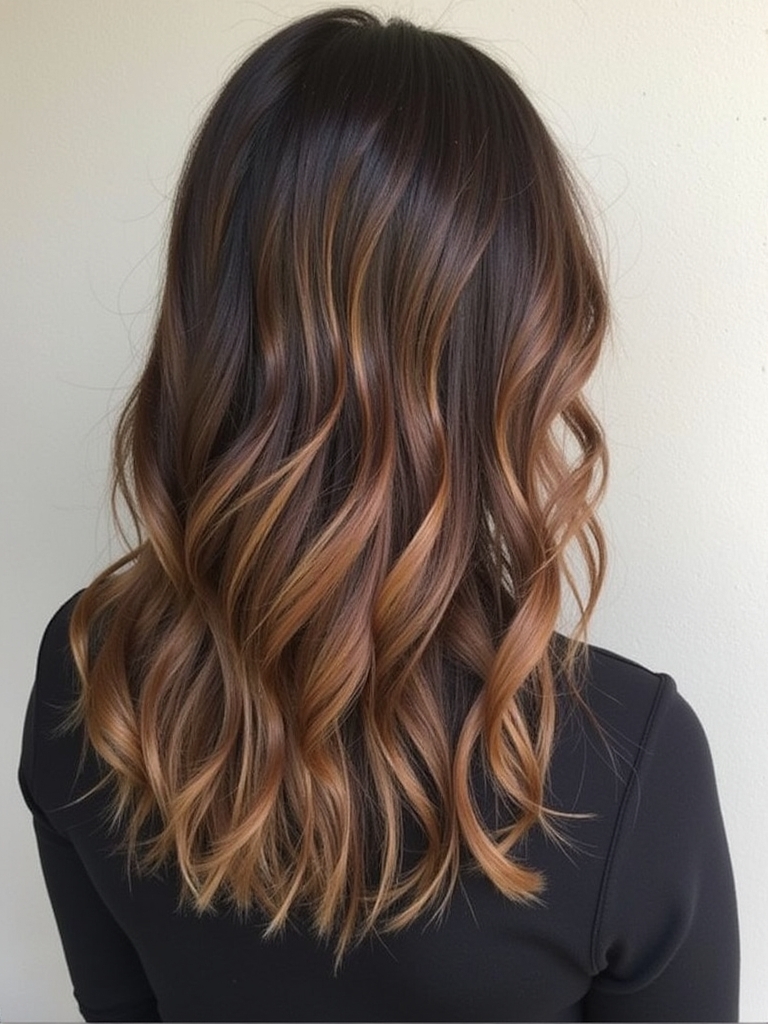 Dark Caramel Balayage: Autumn Spice
