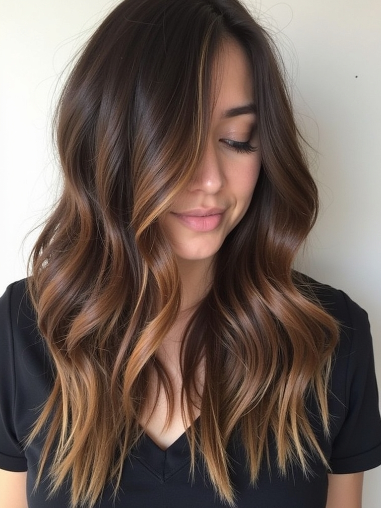 Dark Caramel Balayage: Sienna Kiss