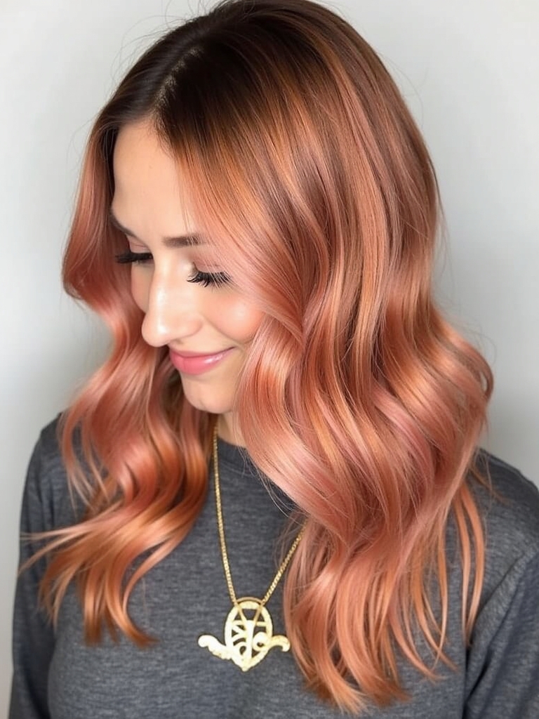Copper Peach with Chocolate Lowlights: 39 Copper Peach Hair Color Ideas