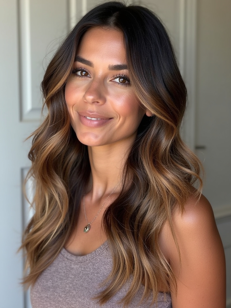 Dark Caramel Balayage: Hazelnut Haze