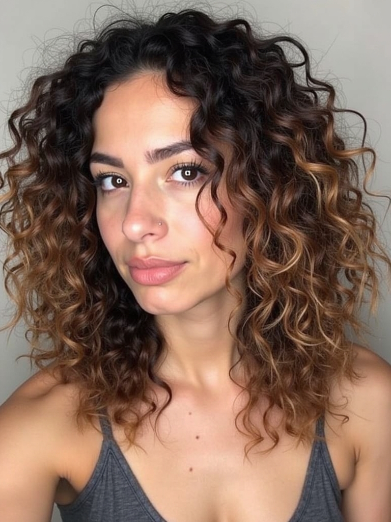 Dark Caramel Balayage: Butterscotch Swirl