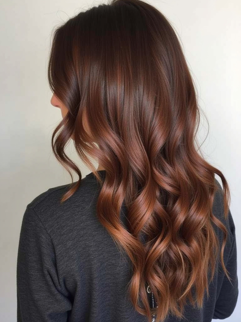 Dark Caramel Balayage: Autumn Auburn
