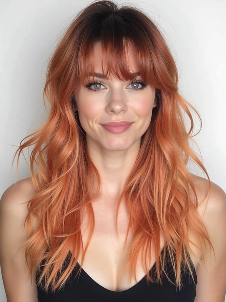 Copper Peach Balayage: 39 Copper Peach Hair Color Ideas