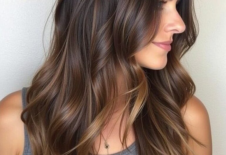 Dark Caramel Balayage: Walnut and Caramel