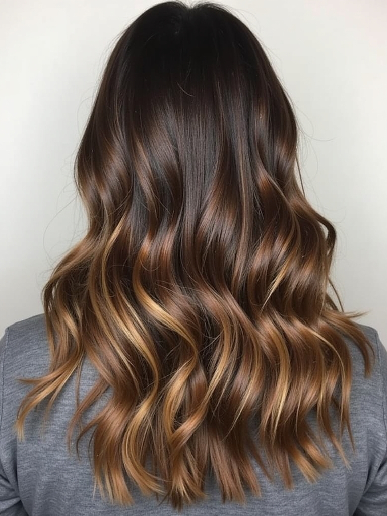 Dark Caramel Balayage: Coffee and Caramel