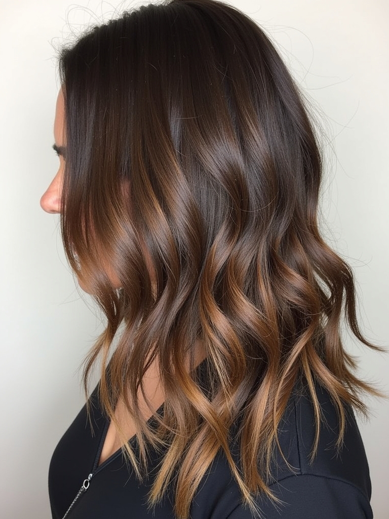Dark Caramel Balayage: Cinnamon Caramel