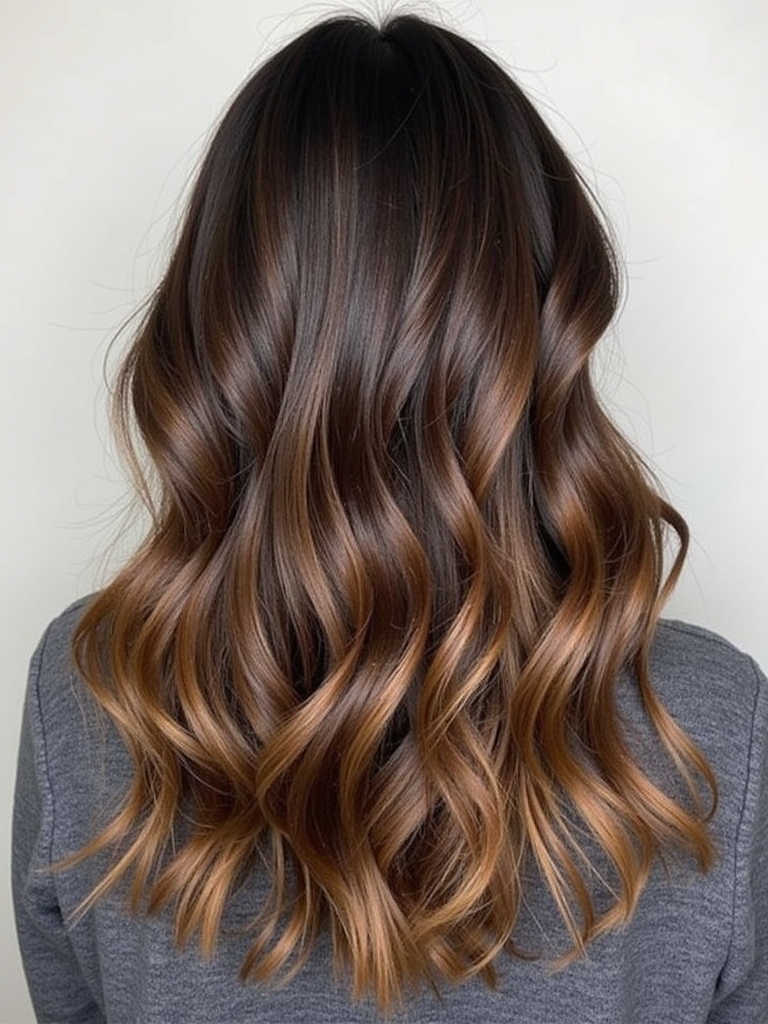 Dark Caramel Balayage: Honeycomb Highlights