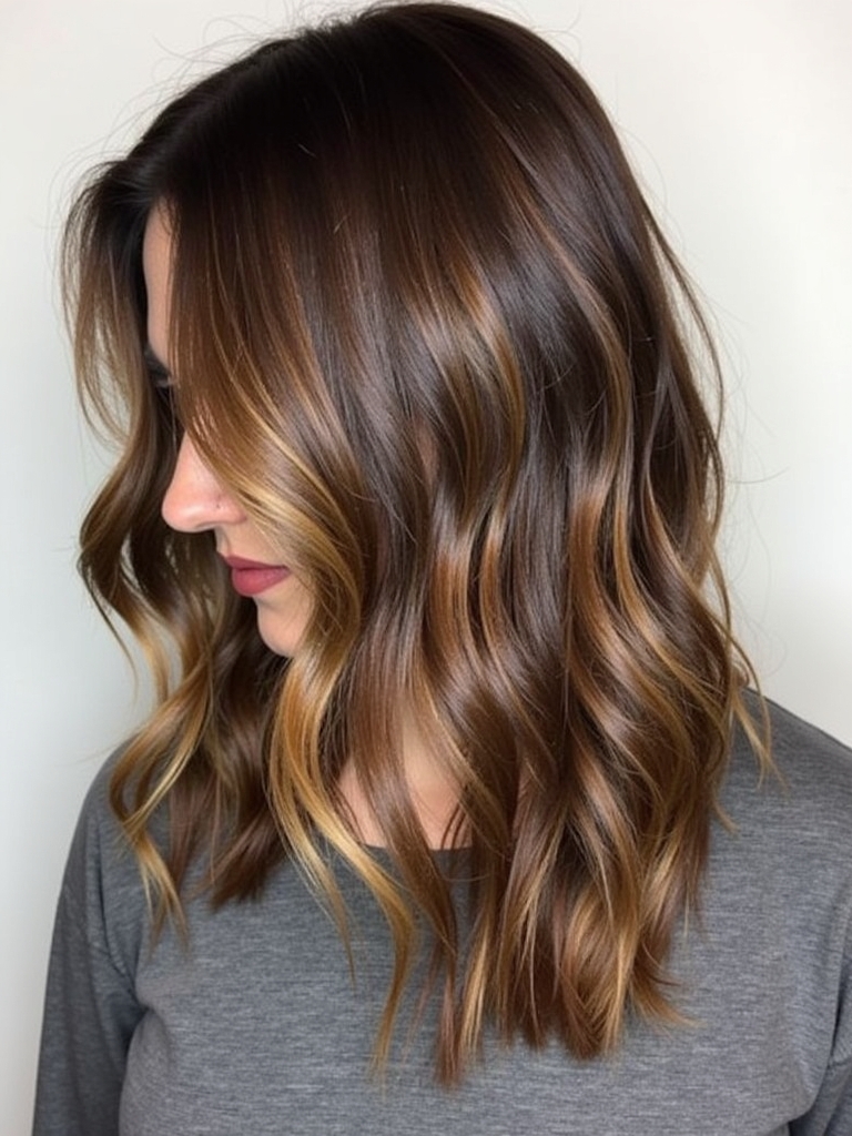 Dark Caramel Balayage: Reverse Balayage