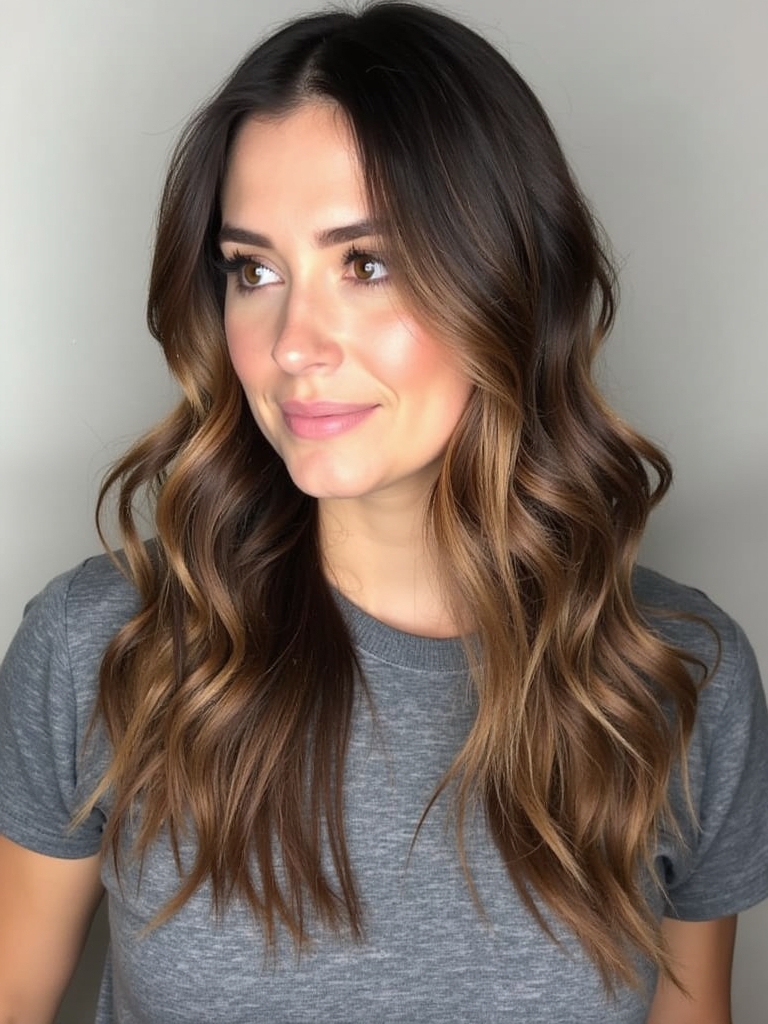 Dark Caramel Balayage: Subtle Ombre