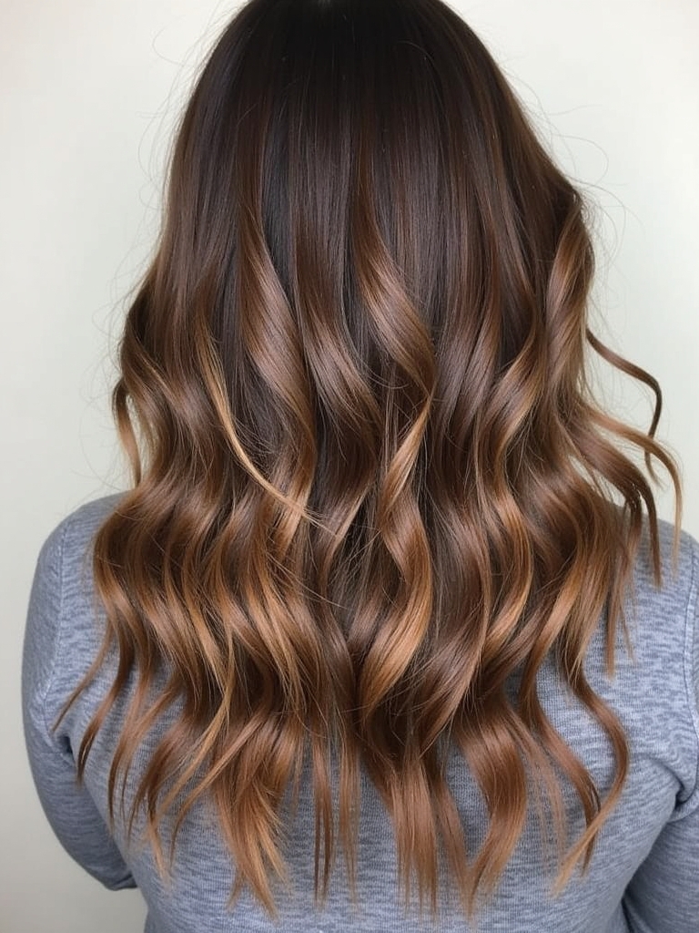 Dark Caramel Balayage: Caramel Ribbon