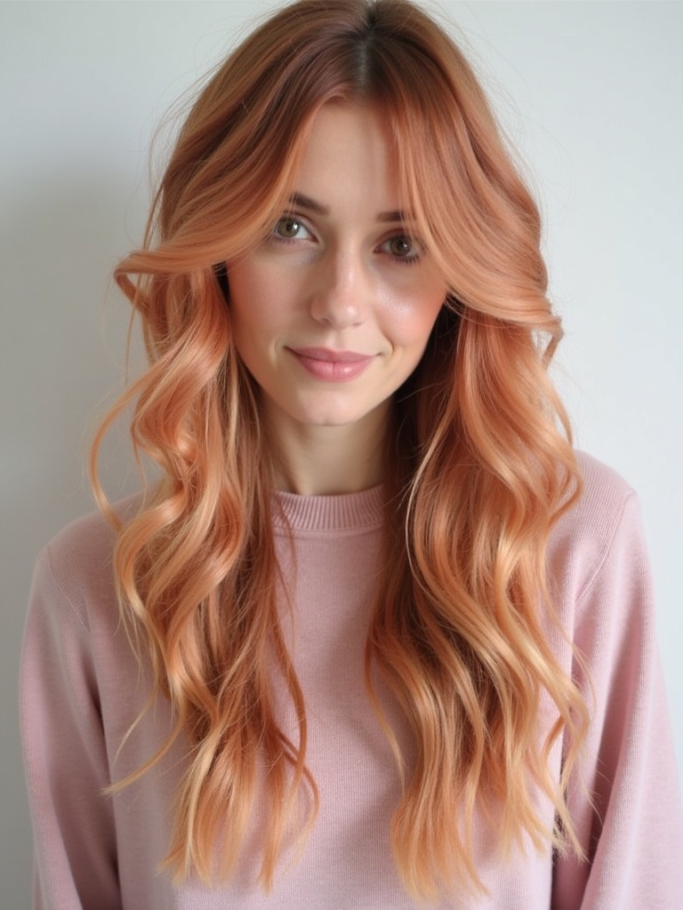 Sleek and Straight Copper Peach: 39 Copper Peach Hair Color Ideas
