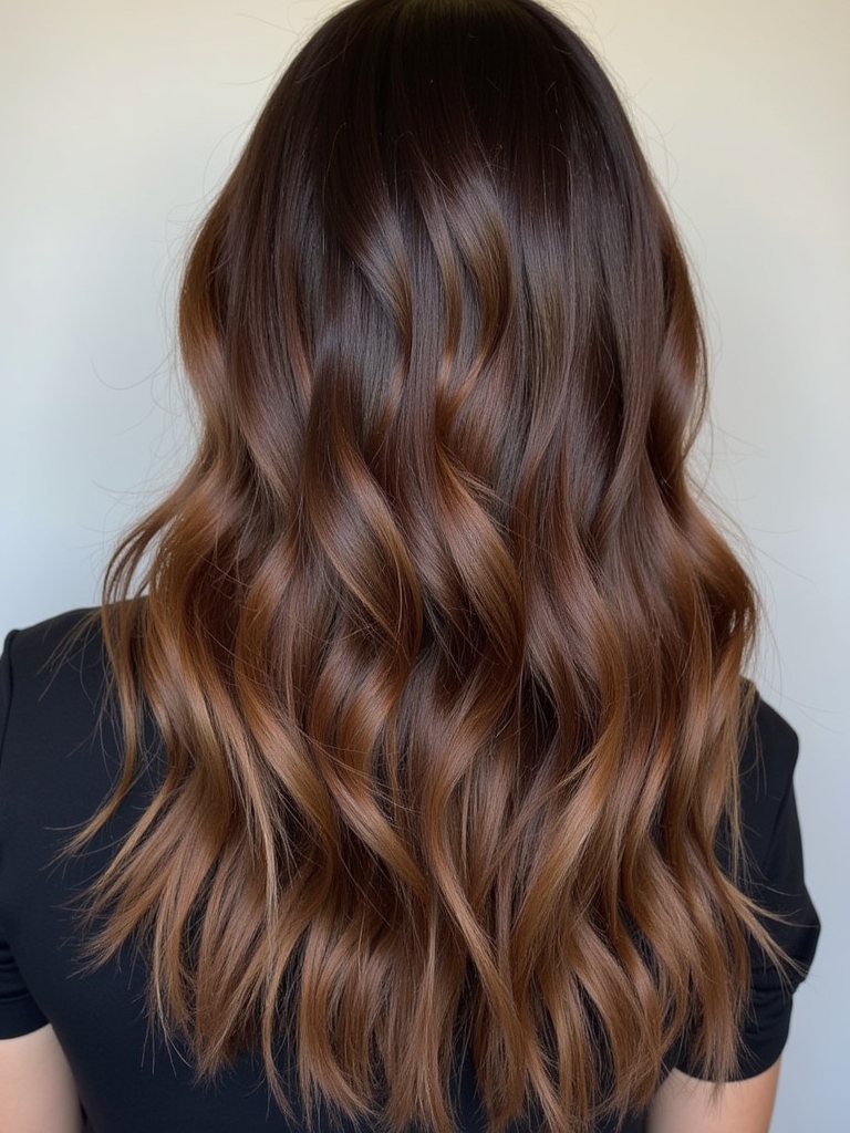 Dark Caramel Balayage: Sun-Kissed Strands