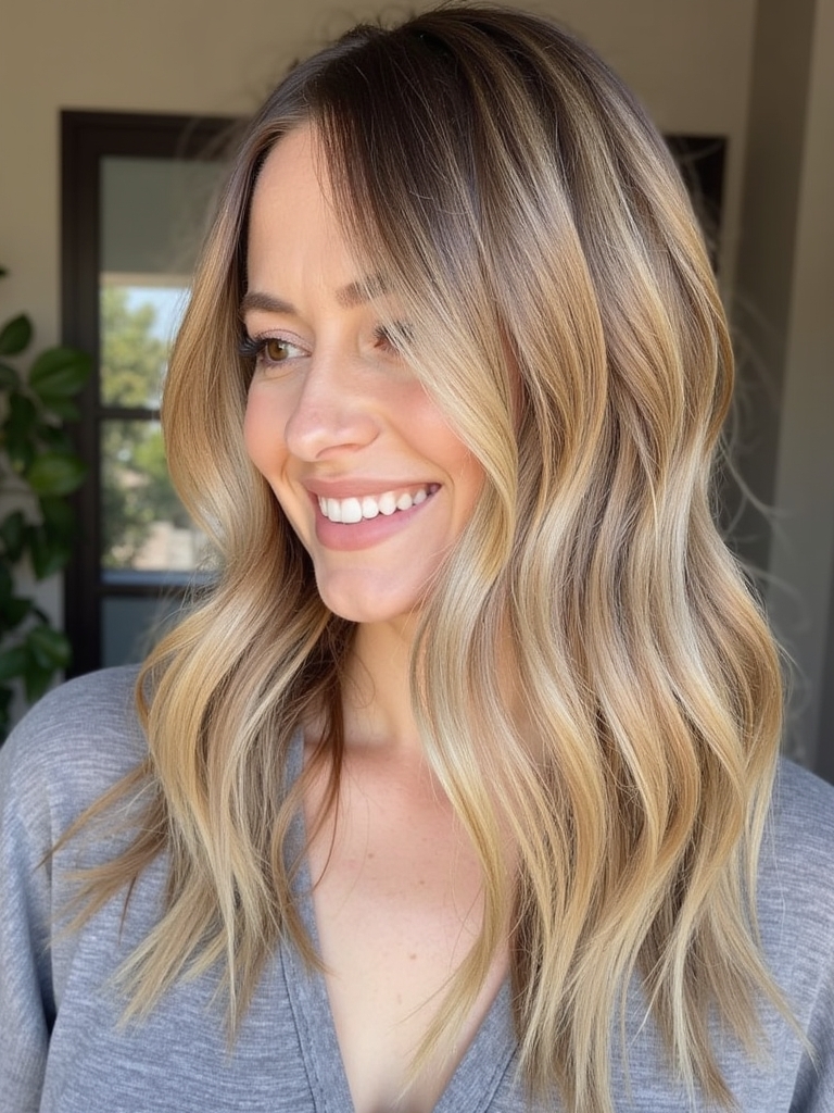 Fall Hair Colors For Blondes: Pearl Blonde with Shadow Root