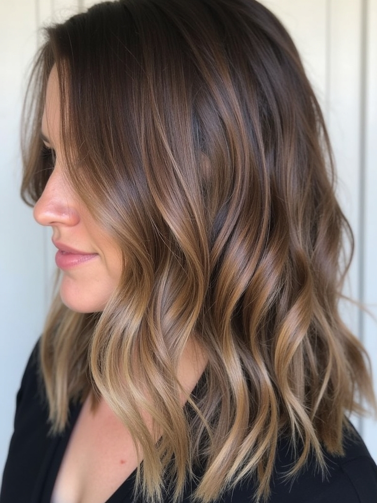Brunette Balayage Hair: Whiskey Hue Highlights