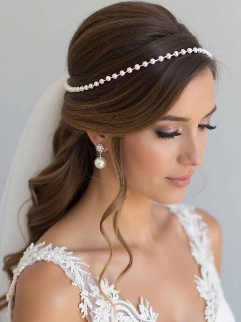 Half Up Half Down Wedding Hairstyle with a Low Braid Accent