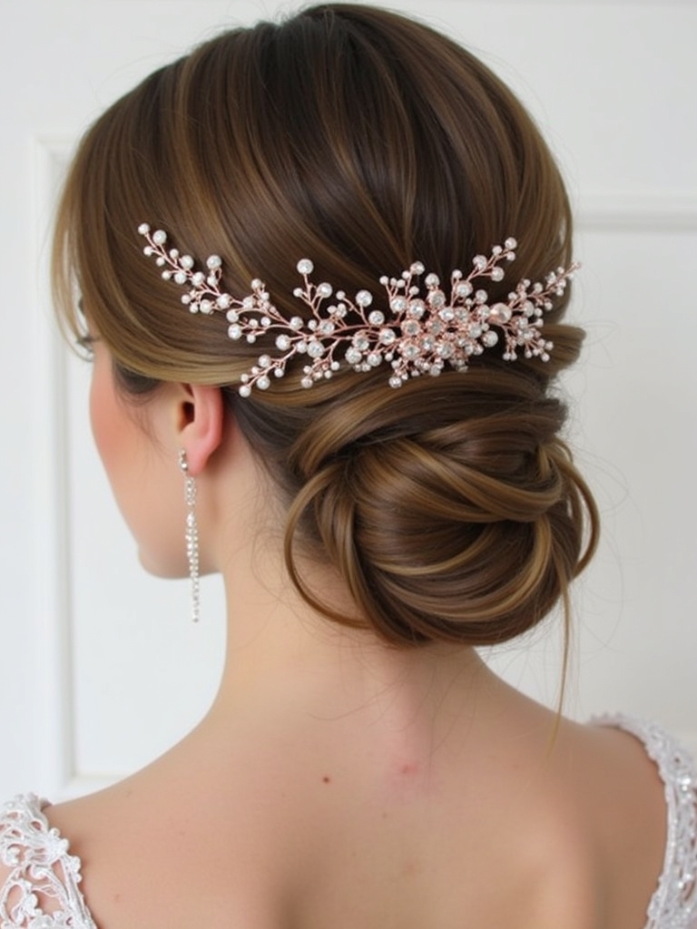Half Up Half Down Wedding Hairstyle with a Soft Pompadour