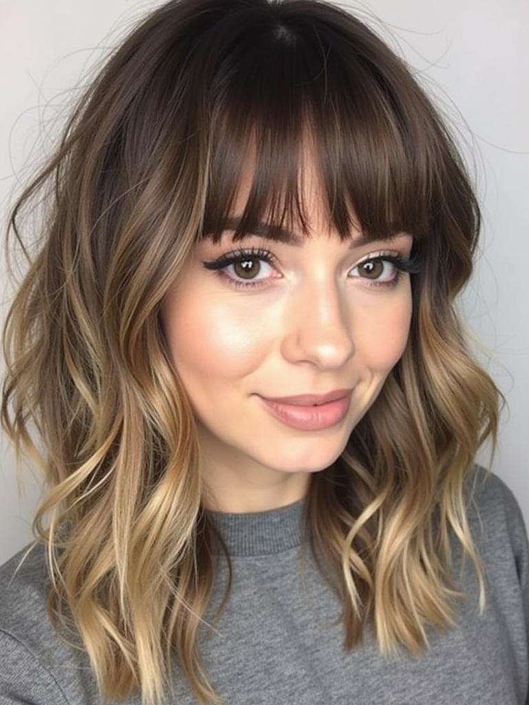 Mushroom Bronde Side Swept Curls