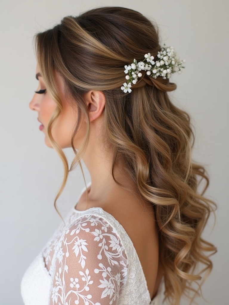 Half Up Half Down Wedding Hairstyle with a Boho Braid