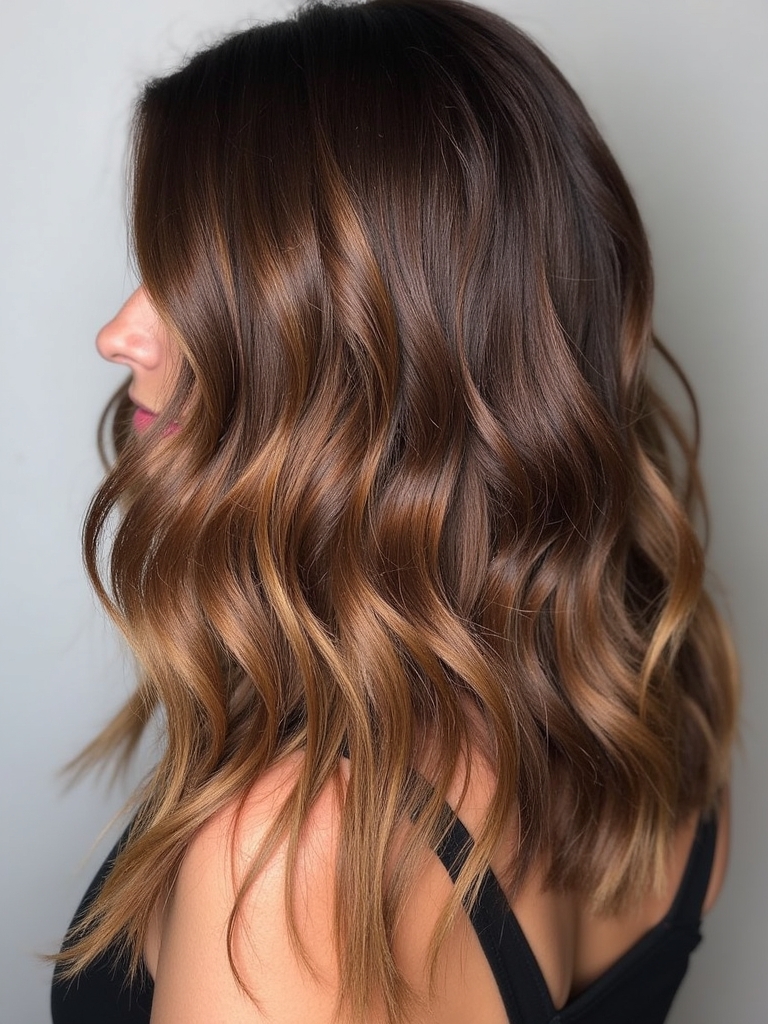 Brunette Balayage Hair: Mahogany Waves
