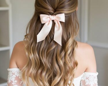 Half Up Half Down Wedding Hairstyle with a Double Braid