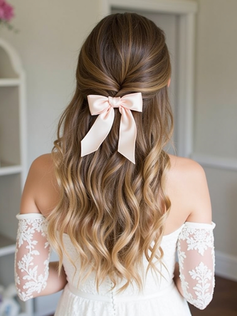Half Up Half Down Wedding Hairstyle with a Double Braid