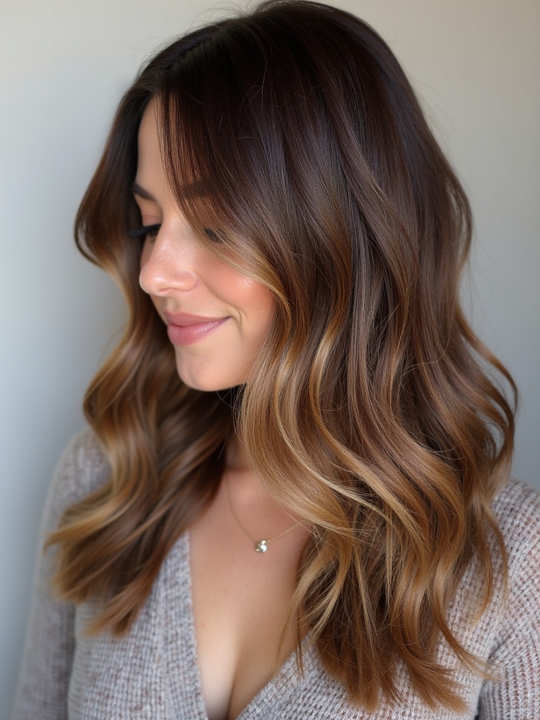Brunette Balayage Hair: Sandy Brown with Caramel Glaze