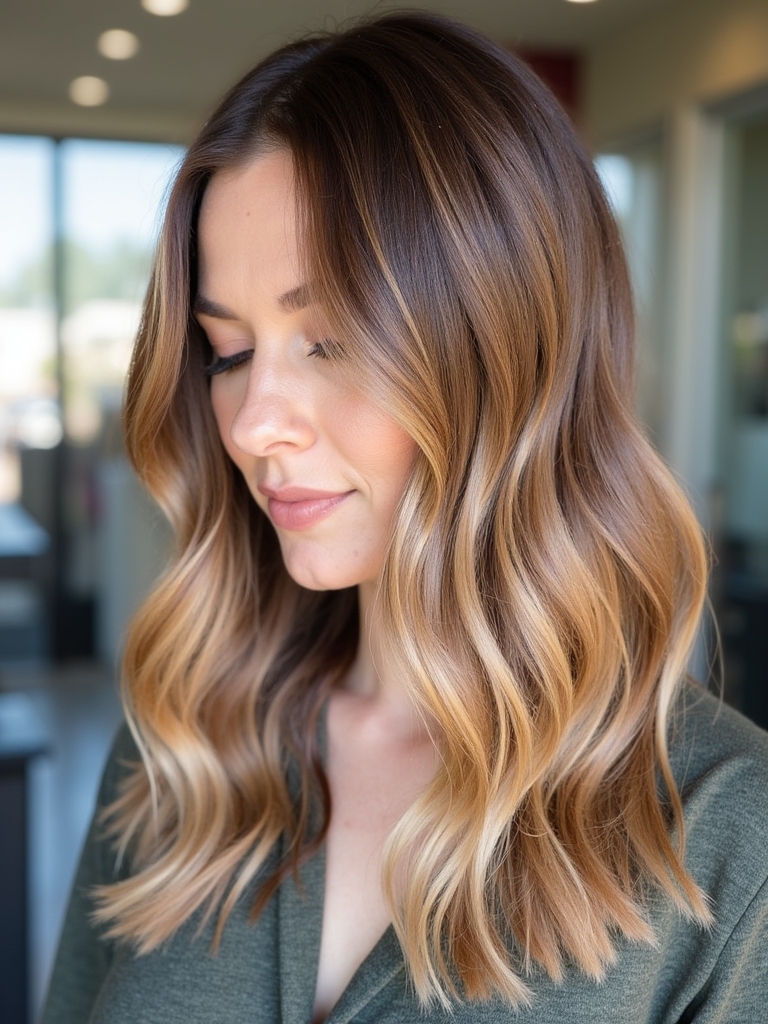 Fall Hair Colors For Blondes: Russet Balayage on Blonde