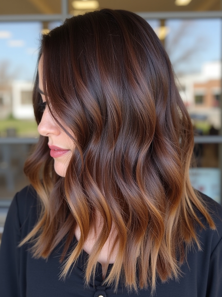 Brunette Balayage Hair: Golden Brown Blended Balayage