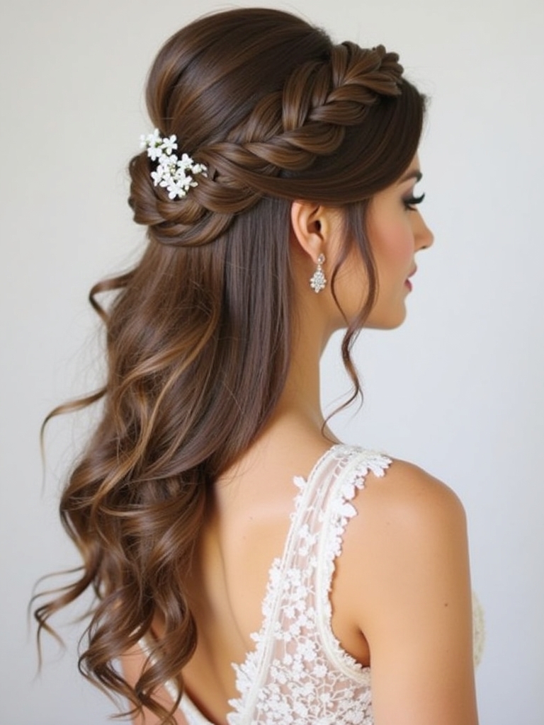Half Up Half Down Wedding Hairstyle with a Hair Wrap