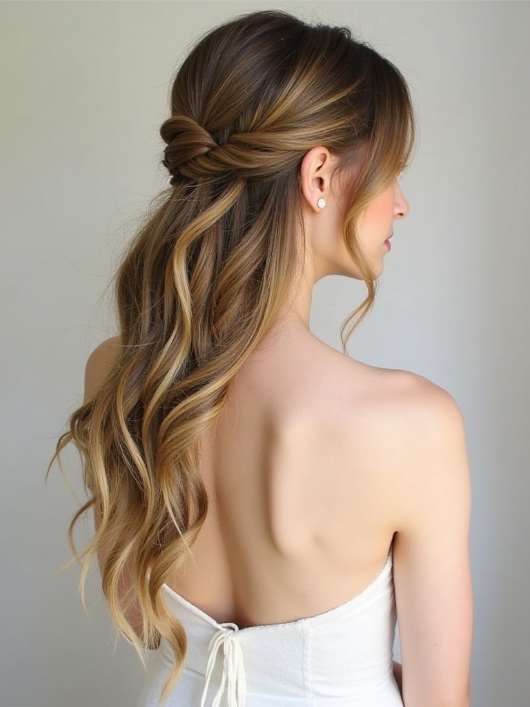 Half Up Half Down Wedding Hairstyle with a Knotted Detail