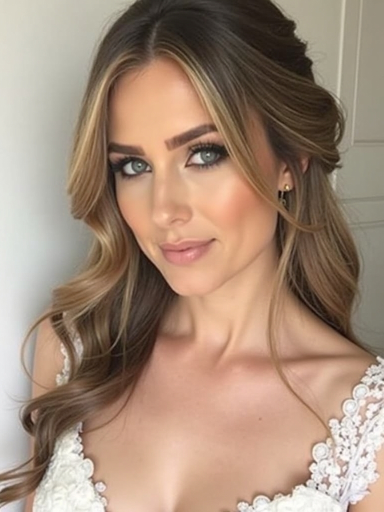 Half Up Half Down Wedding Hairstyle with a Fishtail Braid