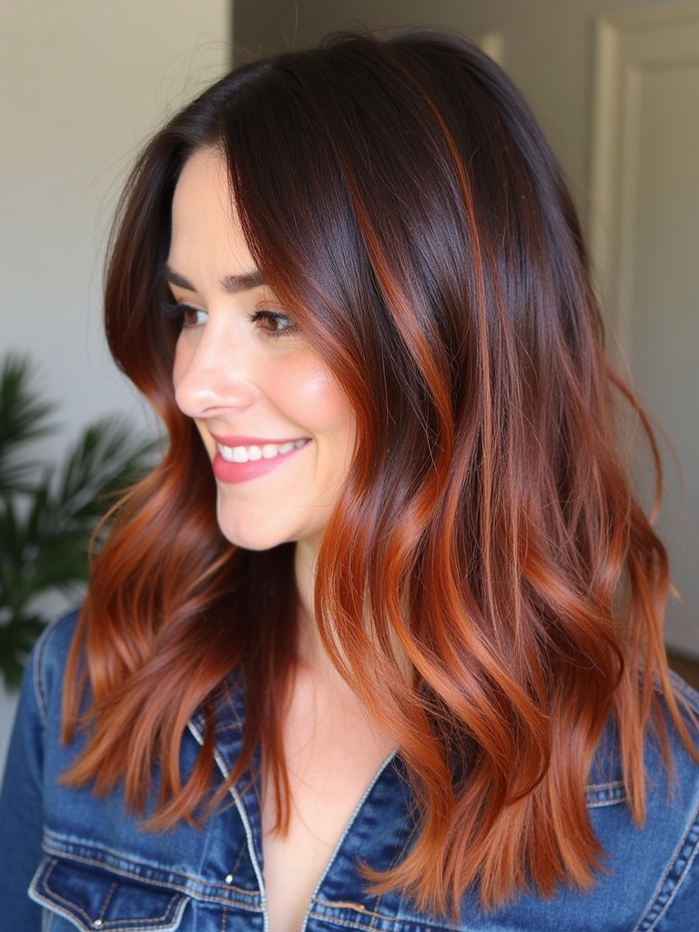 Brunette Balayage Hair: Dusty Mauve Dimension
