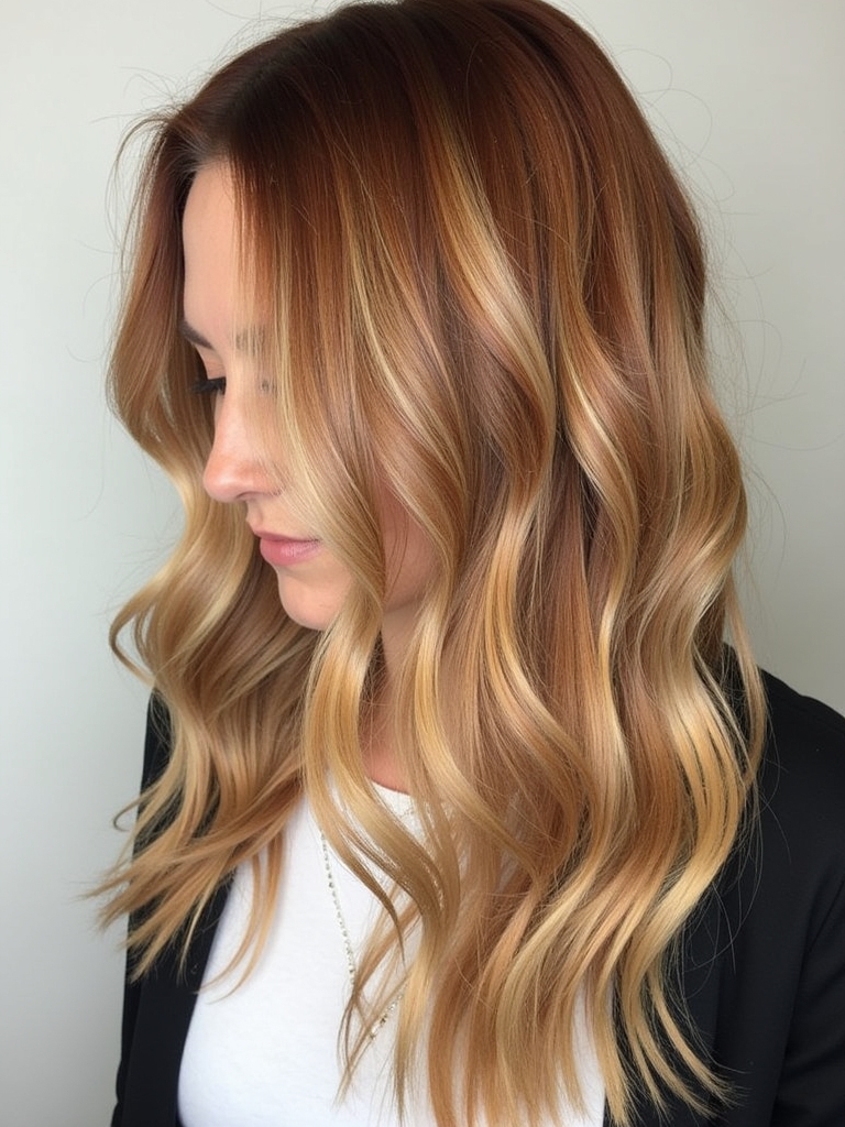 Fall Hair Colors For Blondes: Dirty Blonde with Auburn Highlights