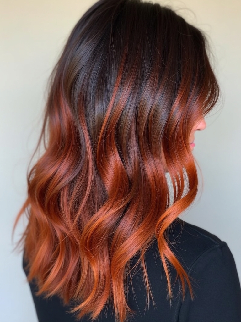 Brunette Balayage Hair: Auburn Ember Glow