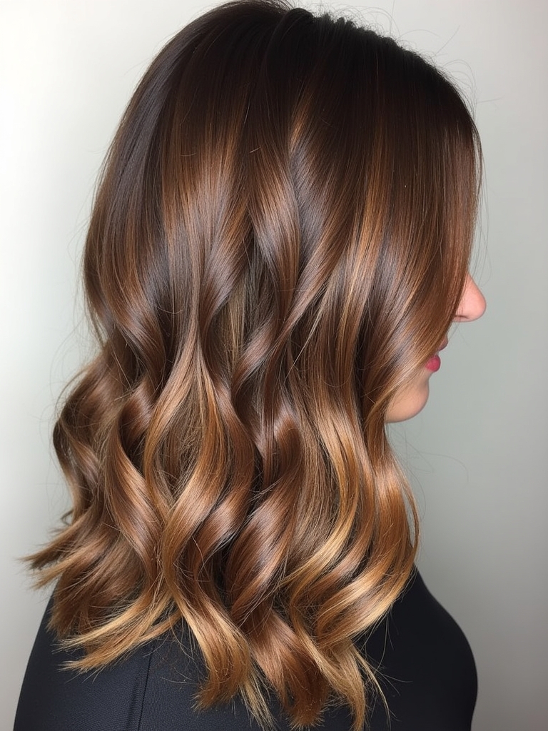 Brunette Balayage Hair: Burnt Caramel Tones