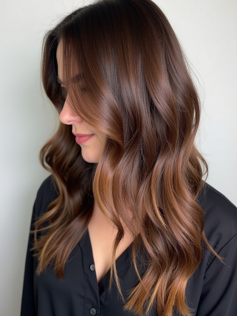 Brunette Balayage Hair: Chocolate Cherry Swirl